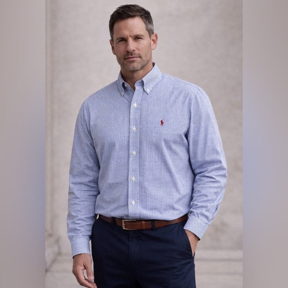 Ralph Lauren Men's Blue Gingham Shirt size 16